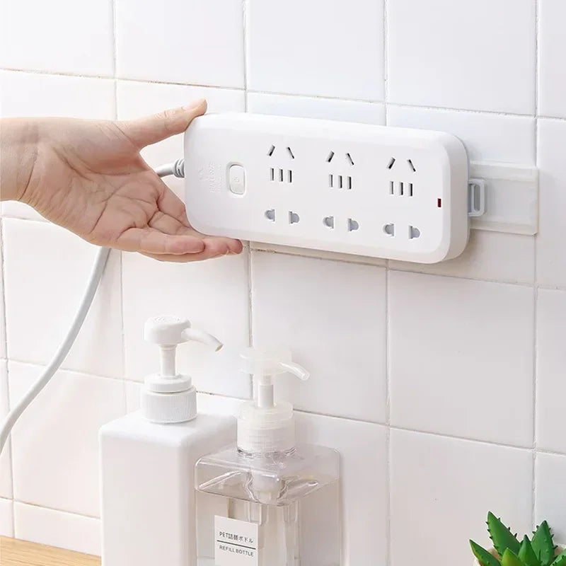 Self-Adhesive Desktop Socket Fixer Cable Organizer Wall Hanging Power Strip Holder Fixator Plug-in Removable Wall-Mounted Fixer